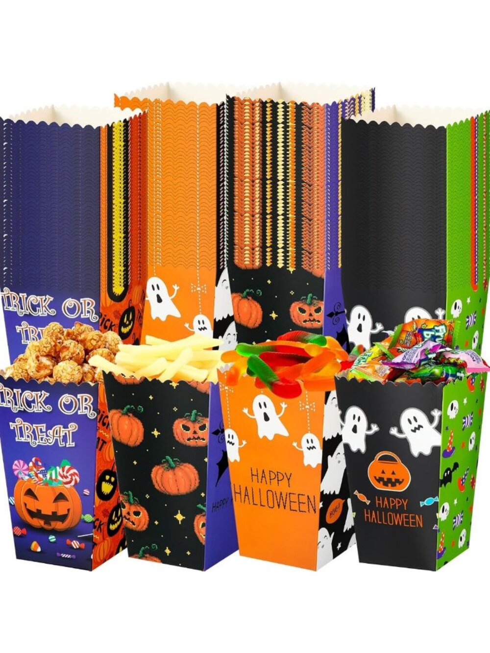 200 Pcs Halloween Popcorn Boxes Party Bulk Treat Buckets